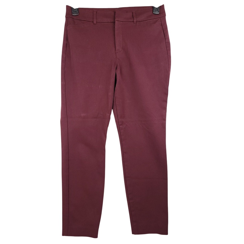 Old Navy High-Rise Pixie Ankle Pants Burgundy Maroon Womens Size 8 Slim Stretch